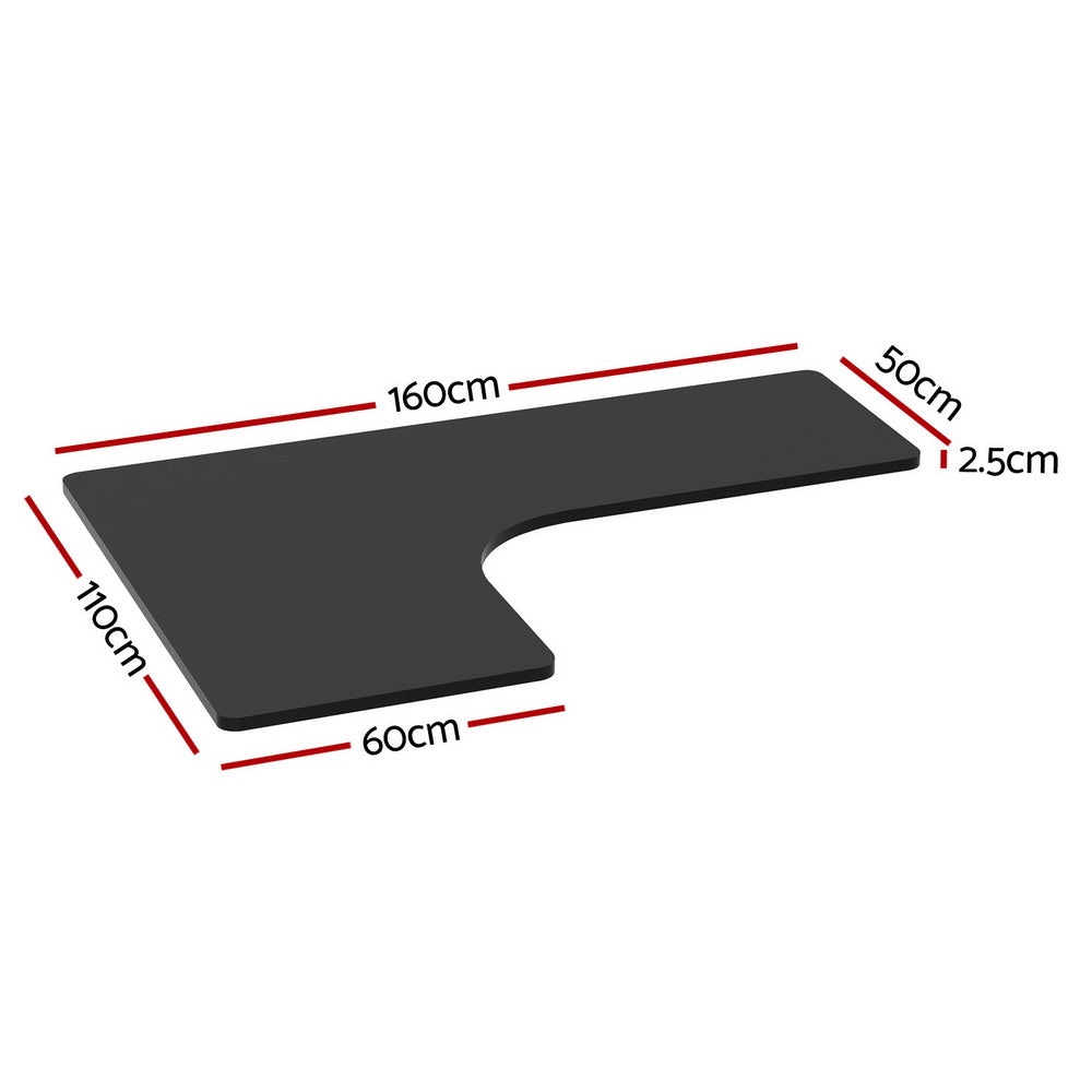 Volos L-Shape Standing Desk Top – Black – 160 cm