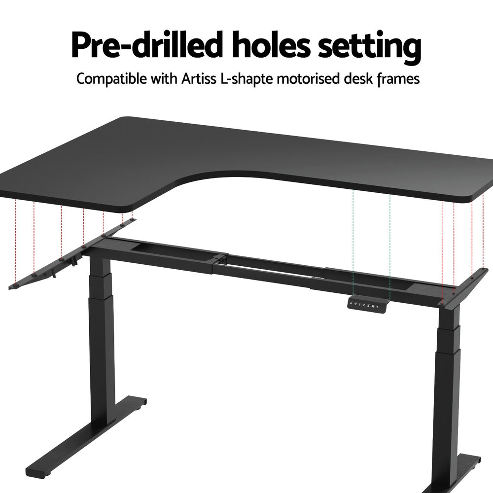 Volos L-Shape Standing Desk Top – Black – 160 cm