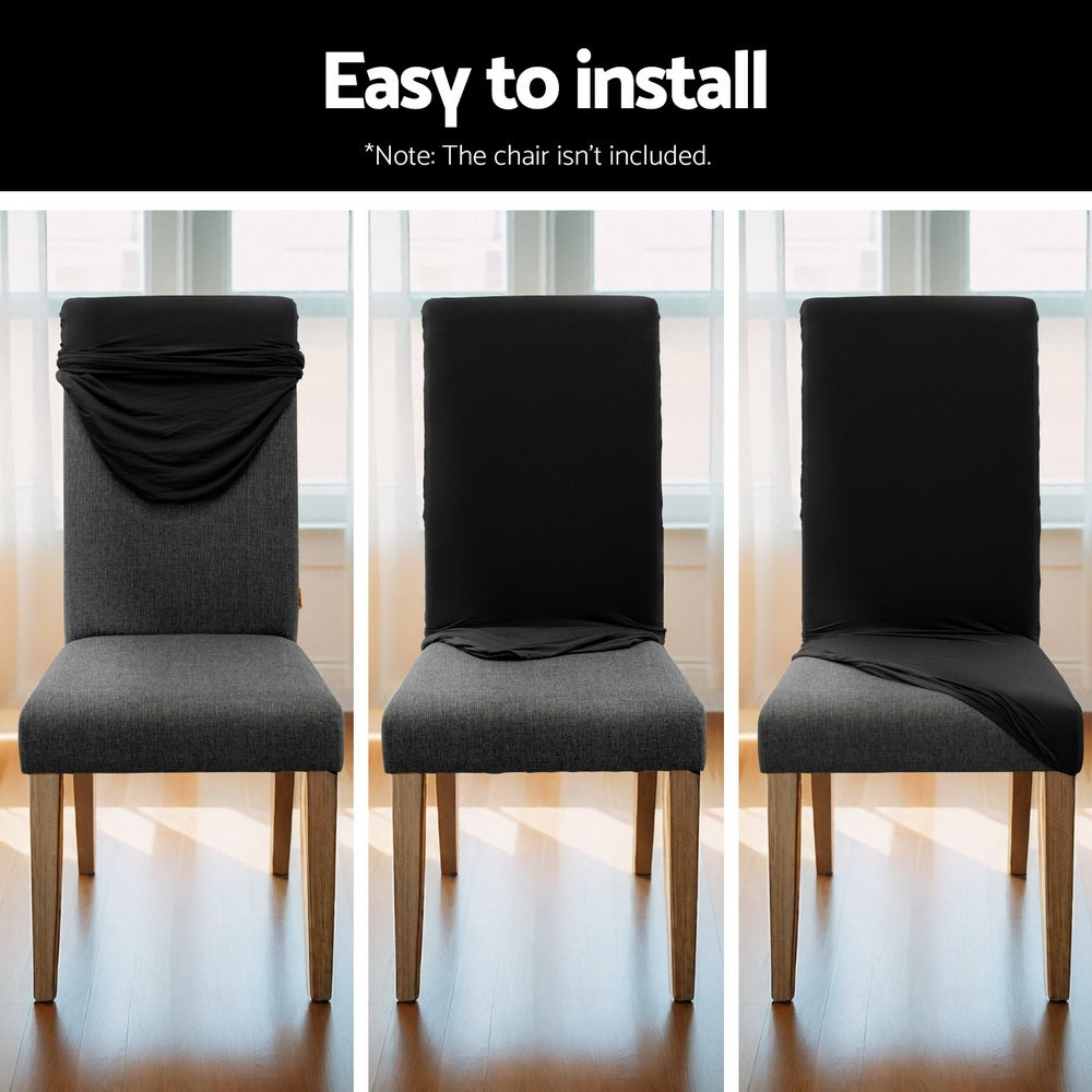 Stretch Spandex Chair Covers – Black – Set of 6
