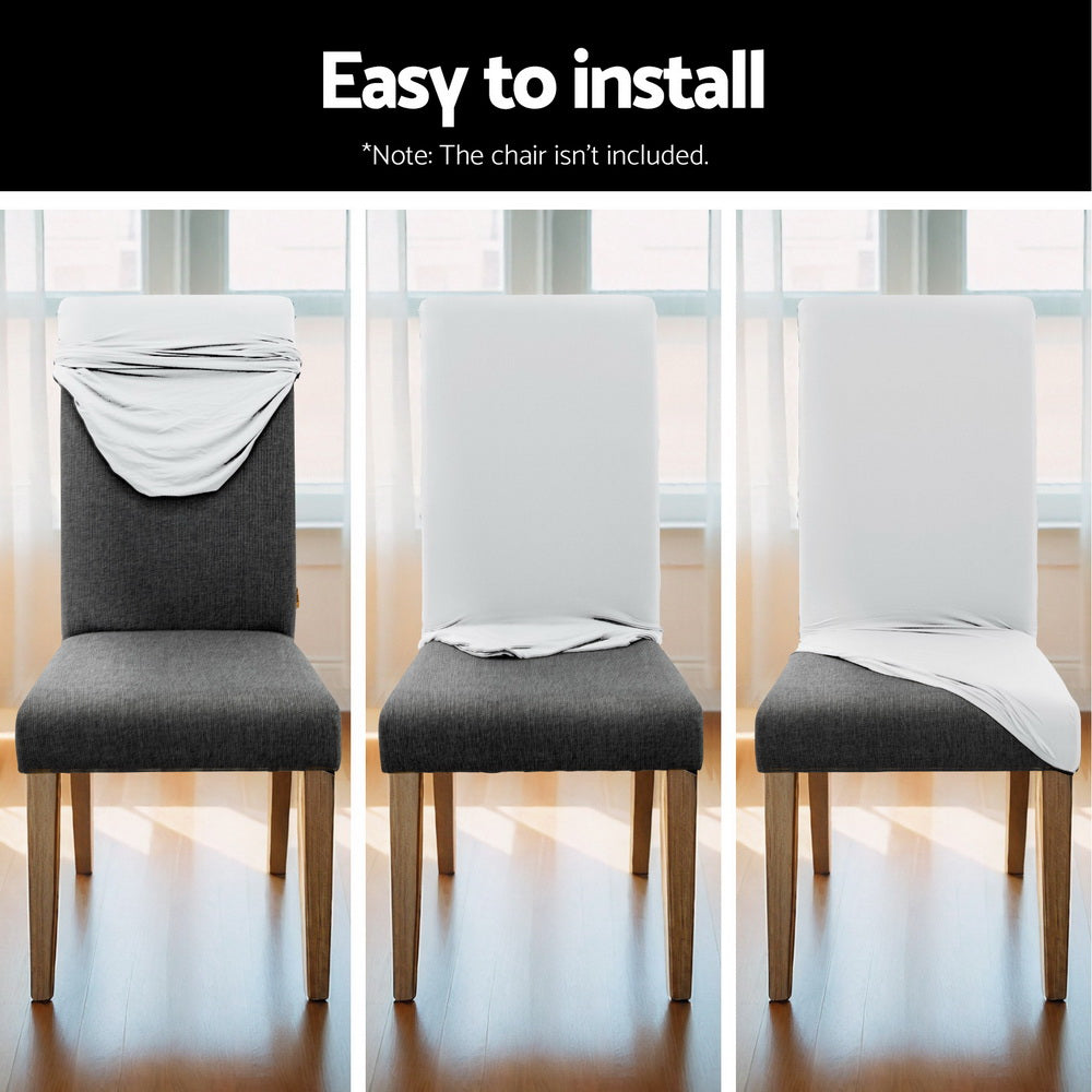 Stretch Spandex Chair Covers – White – Set of 6