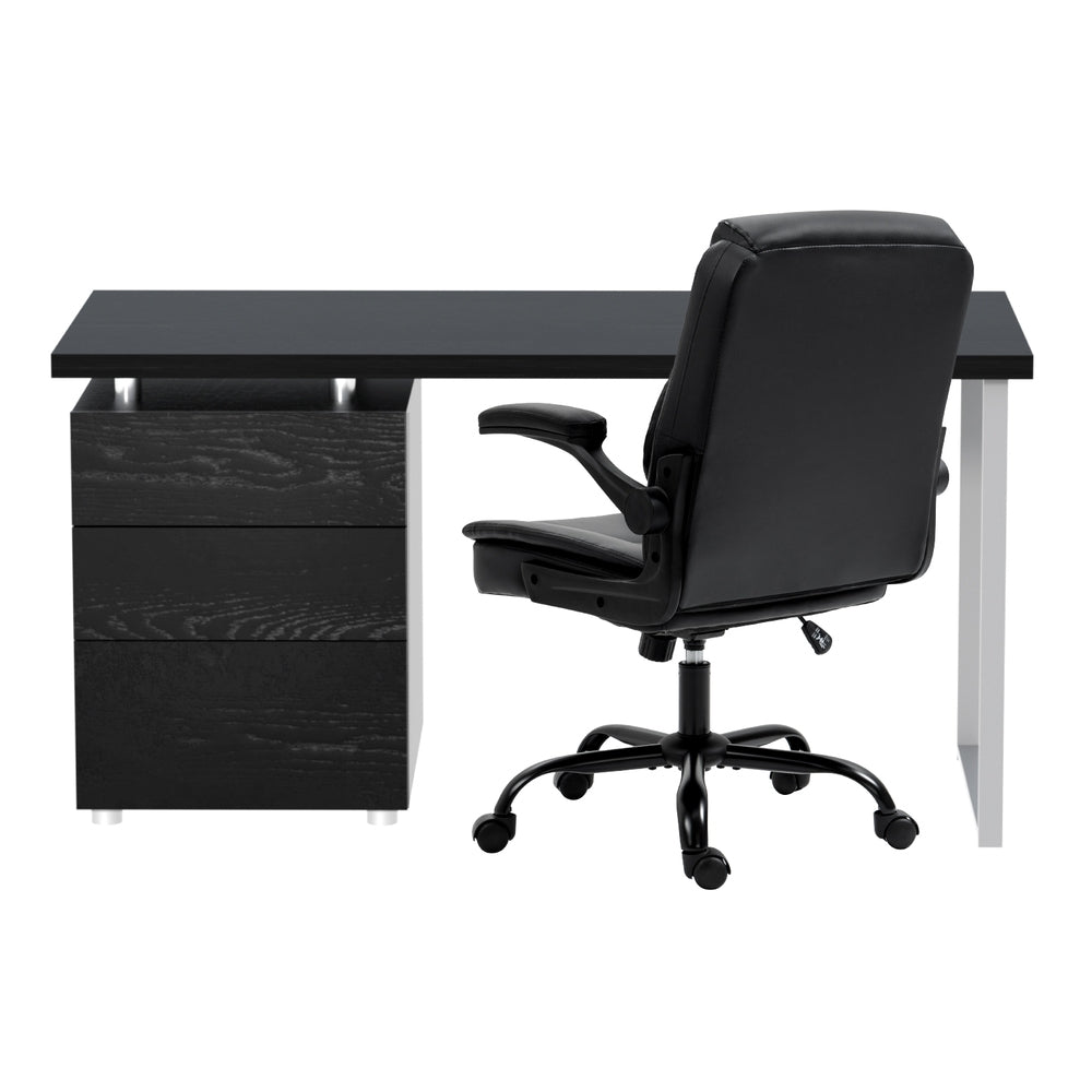 Nara Executive Desk & Chair Set – Black – Complete Office Suite