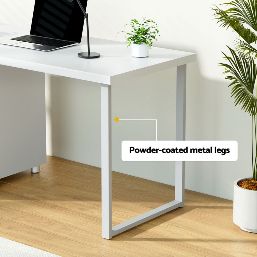 Alderon Computer Desk with Drawers – White – 140 cm