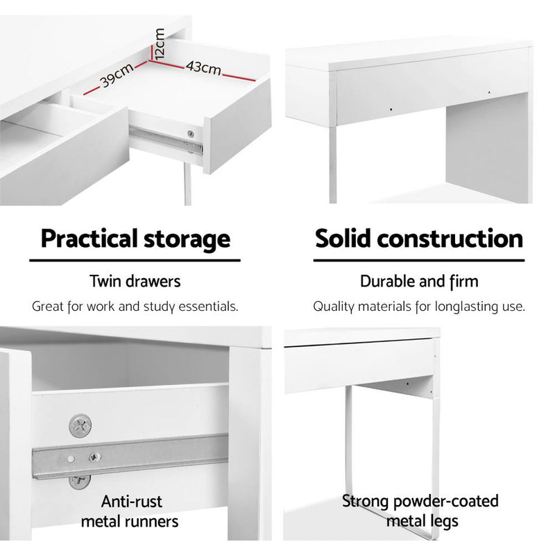 Computer Desk with Drawer - White