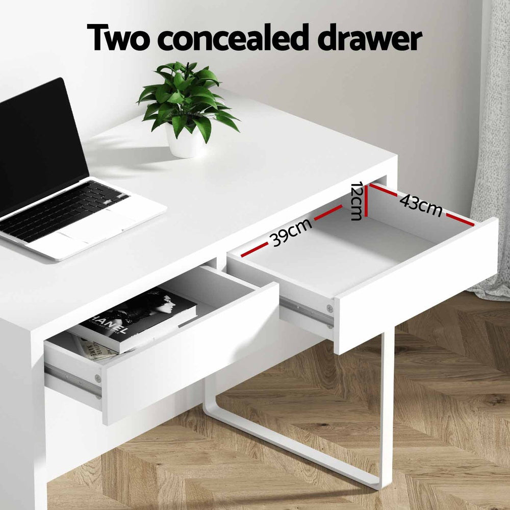 Hudson Computer Desk with Drawer – White – Standard