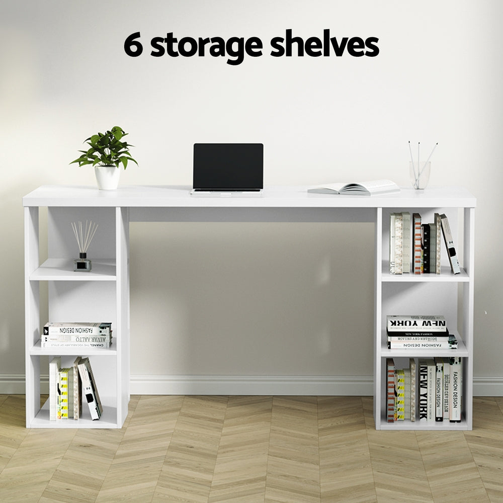 Alderon Computer Desk with Storage – White – Large