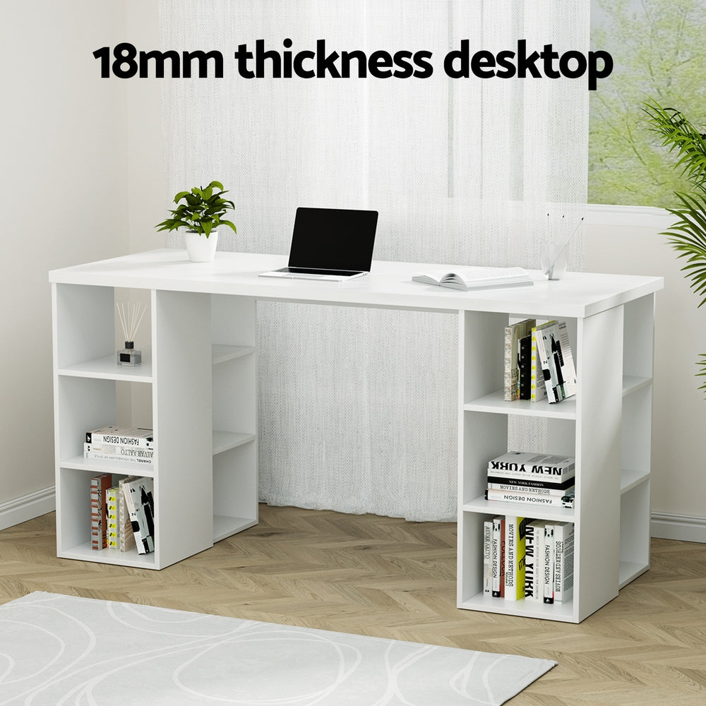 Alderon Computer Desk with Storage – White – Large