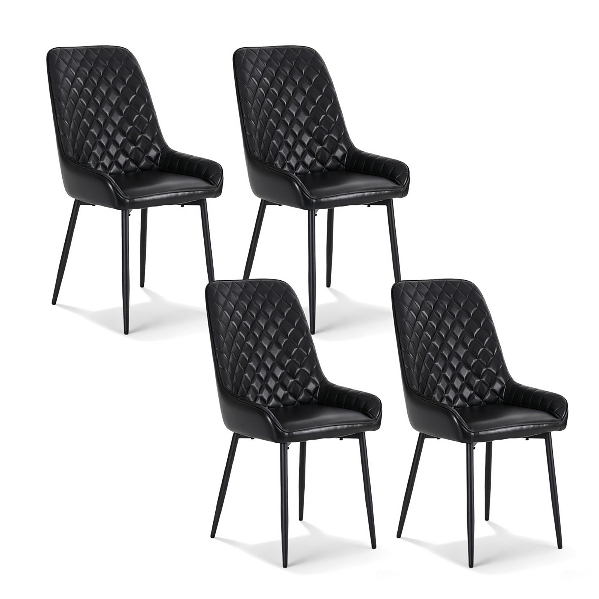 Cove 4x Dining Chairs Retro PU Leather Kitchen Lounge Cafe Accent Chair Black