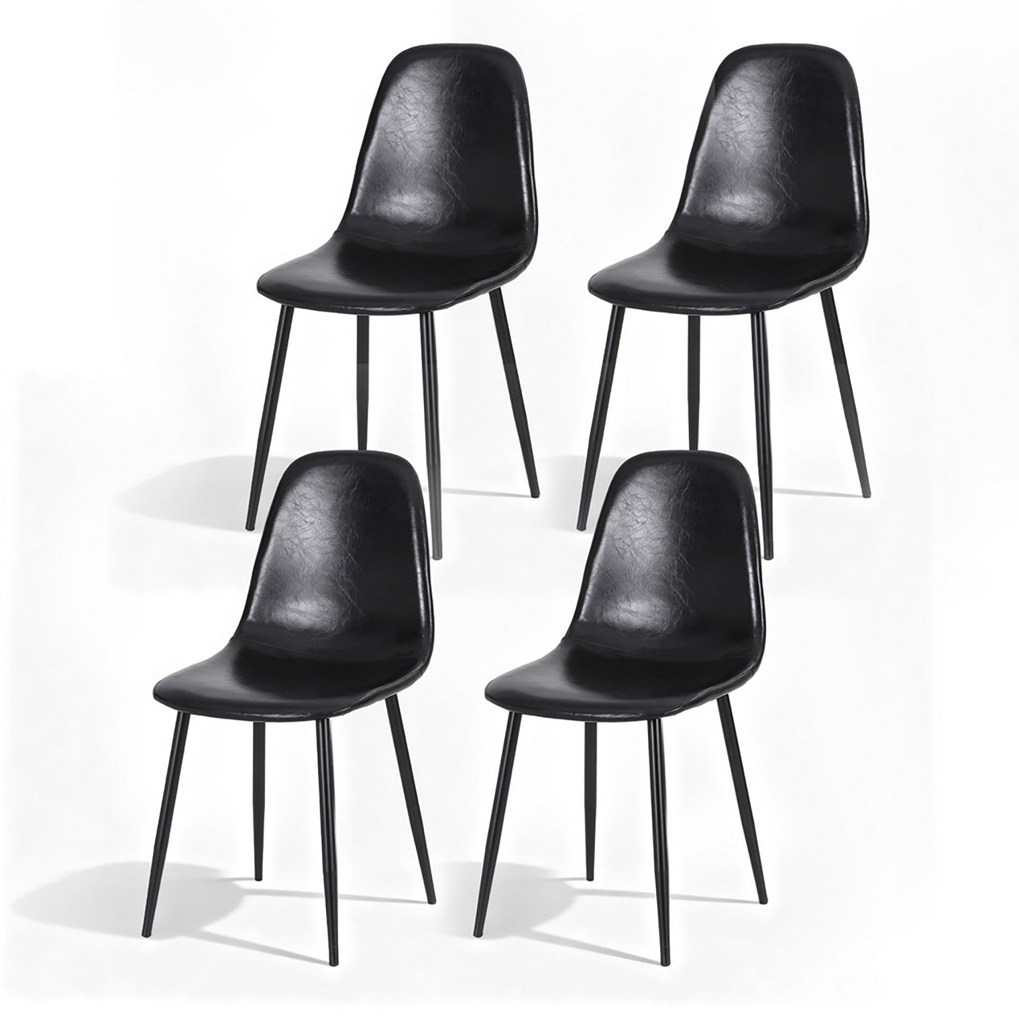 Nova 4x Dining Chairs Retro PU Leather Kitchen Lounge Cafe Accent Chair Black