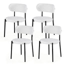 Dining Chairs Set of 4 Sherpa Boucle White