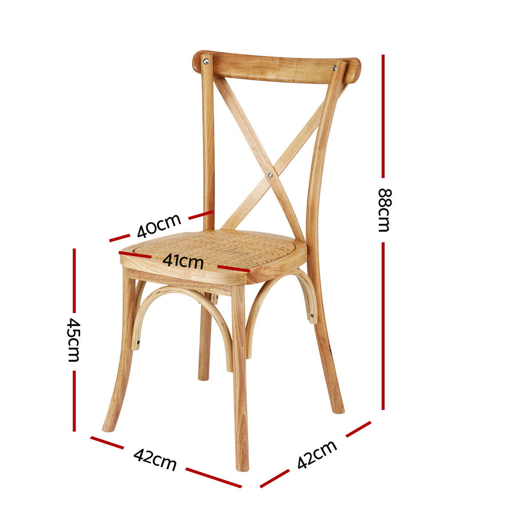 Coastal Rattan Dining Chairs – Brown / Wood – Set of 4