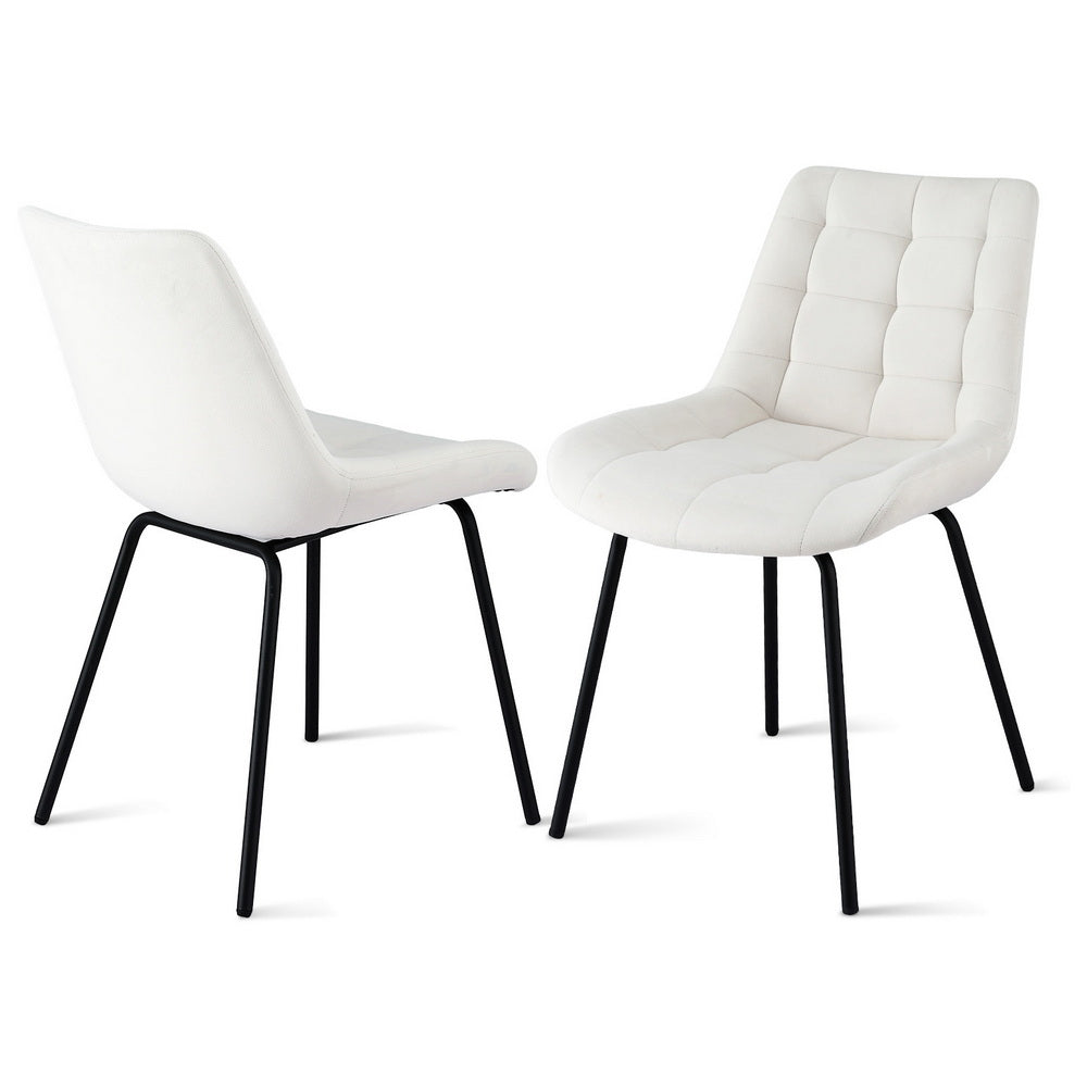 Rowan 2x Dining Chairs Velvet Tufted Kitchen Lounge Cafe Accent Chair Beige
