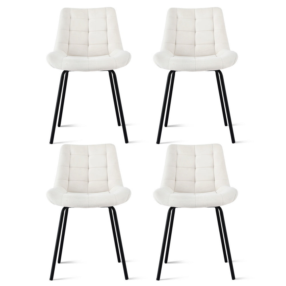 Arlo Tufted Velvet Dining Chairs – Beige – Set of 4
