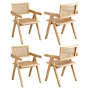 Rowan 4x Dining Chairs Wooden Rattan Seat Rubber Wood Frame