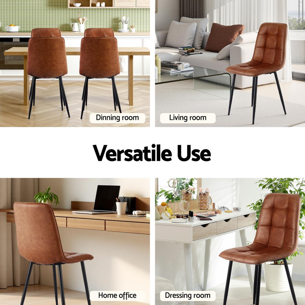 Arlo Retro Dining Chairs – Brown – Set of 4
