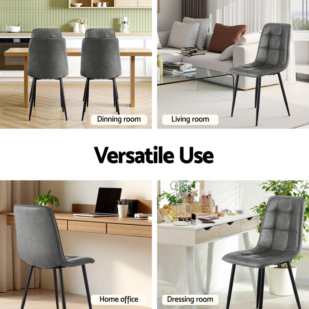 Haven Retro Dining Chairs – Grey – Set of 4