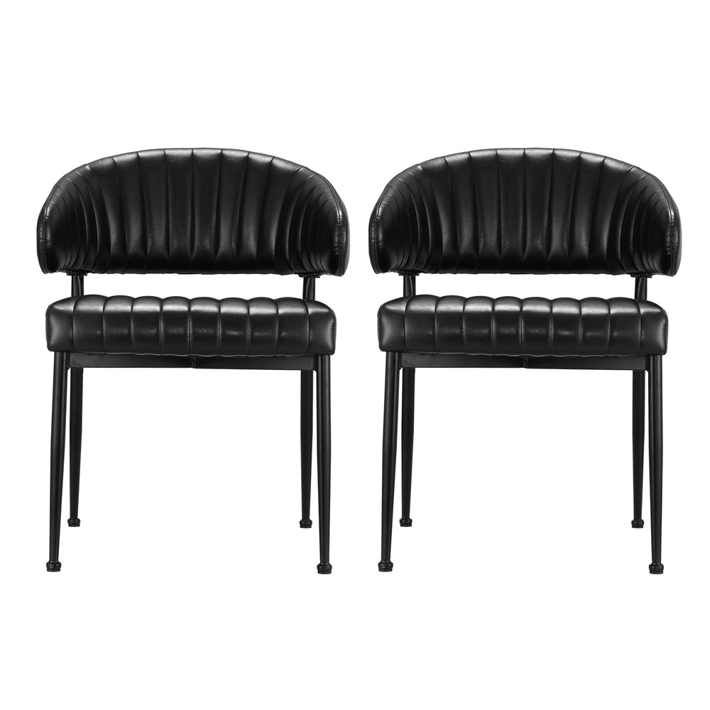 Yolanda Leather Armchairs – Black – Set of 2