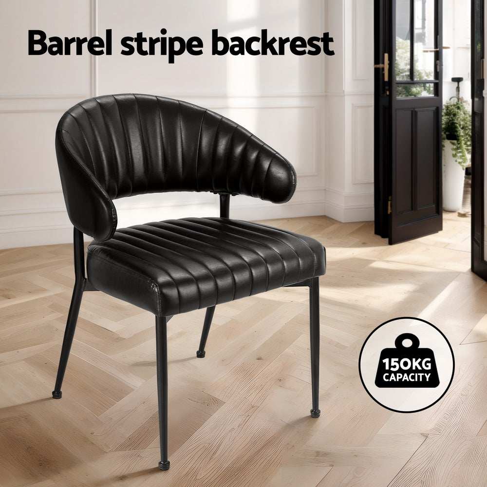 Camden Leather Dining Chairs – Black – Set of 4