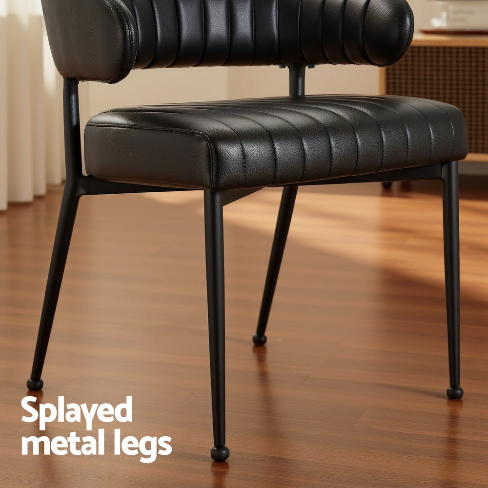 Camden Leather Dining Chairs – Black – Set of 4