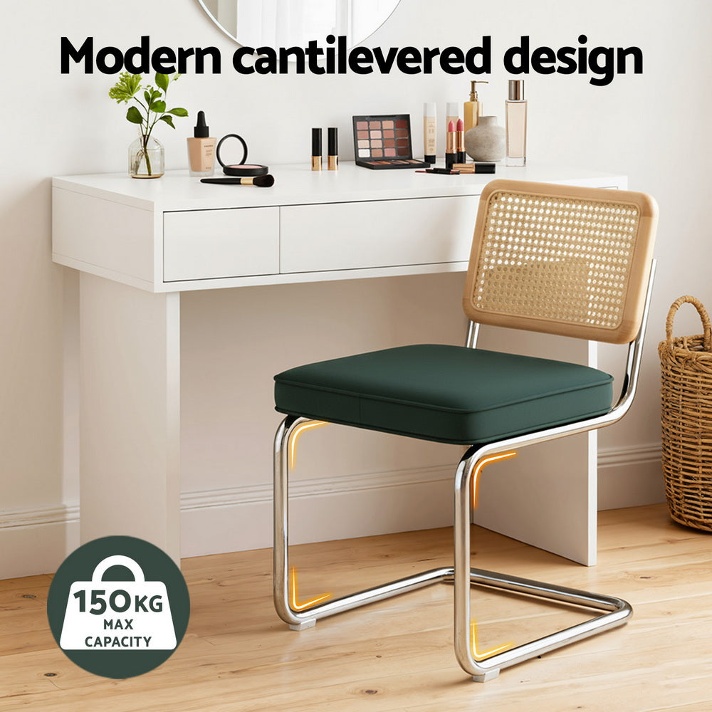 Callan Cantilever Dining Chairs – Green – Set of 2