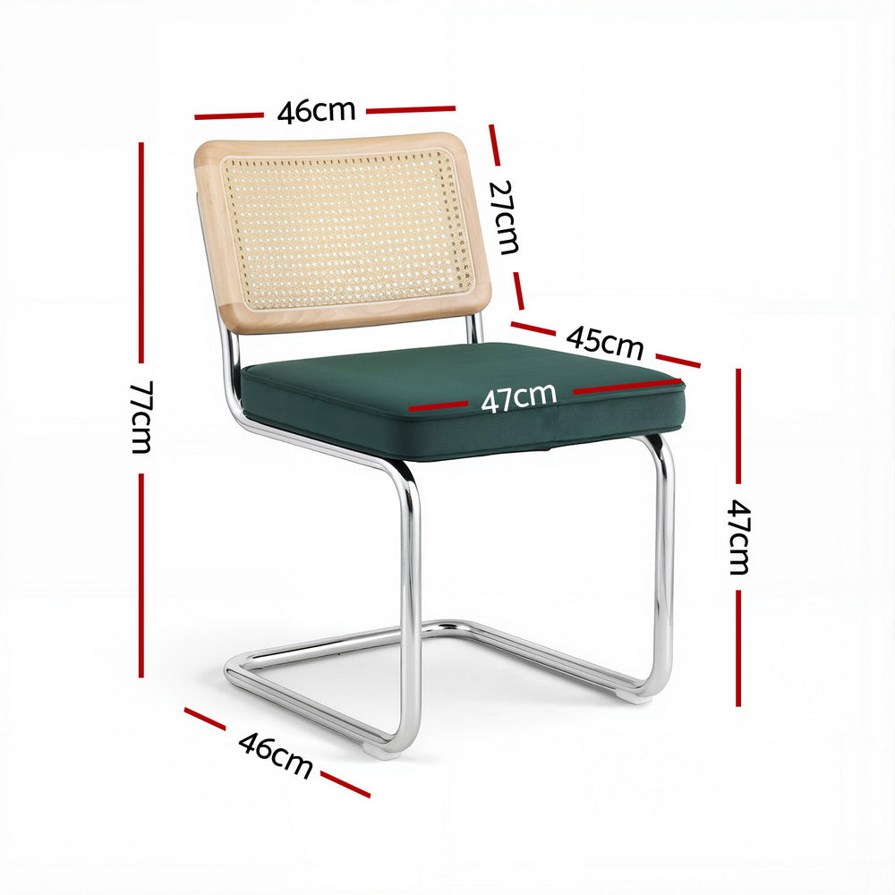 Marston Cantilever Dining Chairs – Green – Set of 4