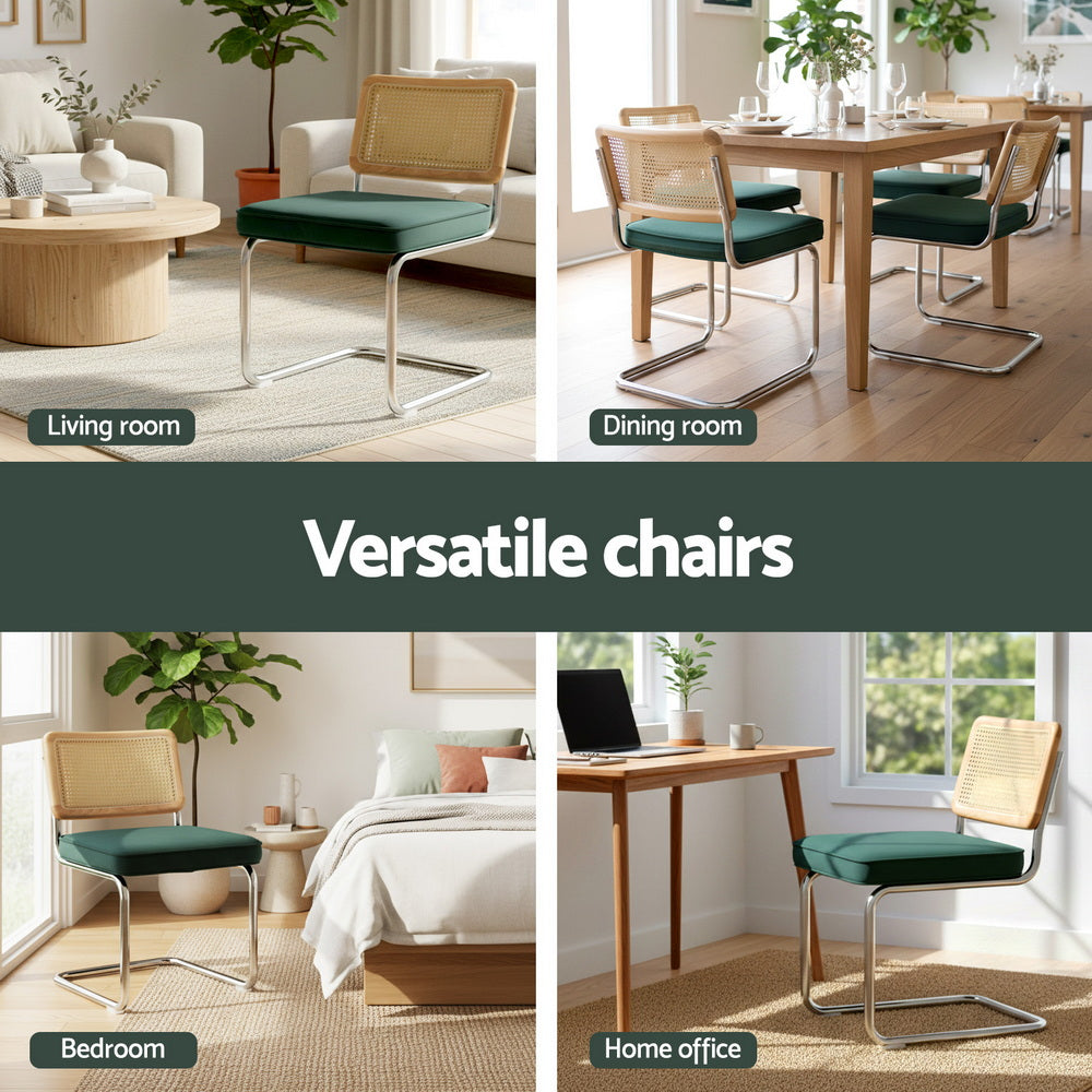 Marston Cantilever Dining Chairs – Green – Set of 4