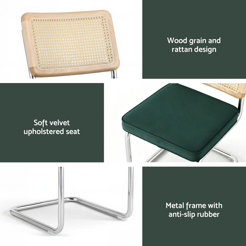 Marston Cantilever Dining Chairs – Green – Set of 4