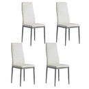 Dining Chairs Set of 4 Leather Channel Tufted White