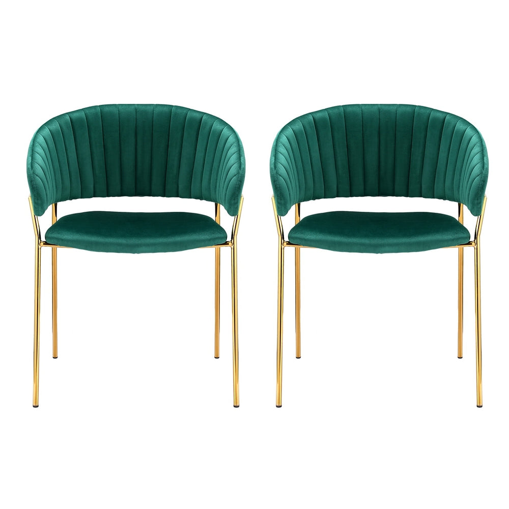 Dalia Velvet Armchairs – Green – Set of 2