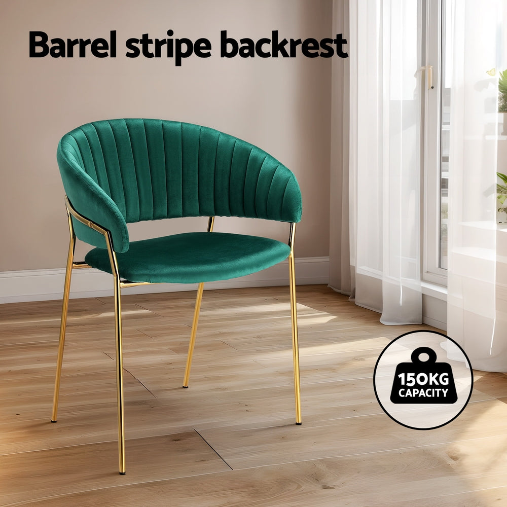 Dalia Velvet Armchairs – Green – Set of 2
