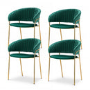Dining Chairs Set of 4 Velvet Hollow Armchair Green