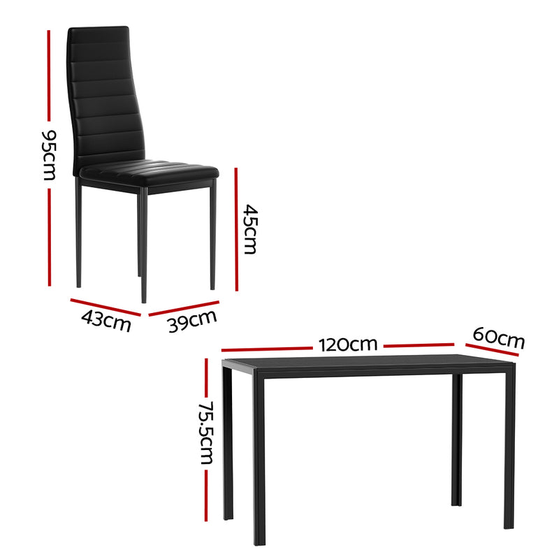 6 x Dining Chairs & Table Set – Black