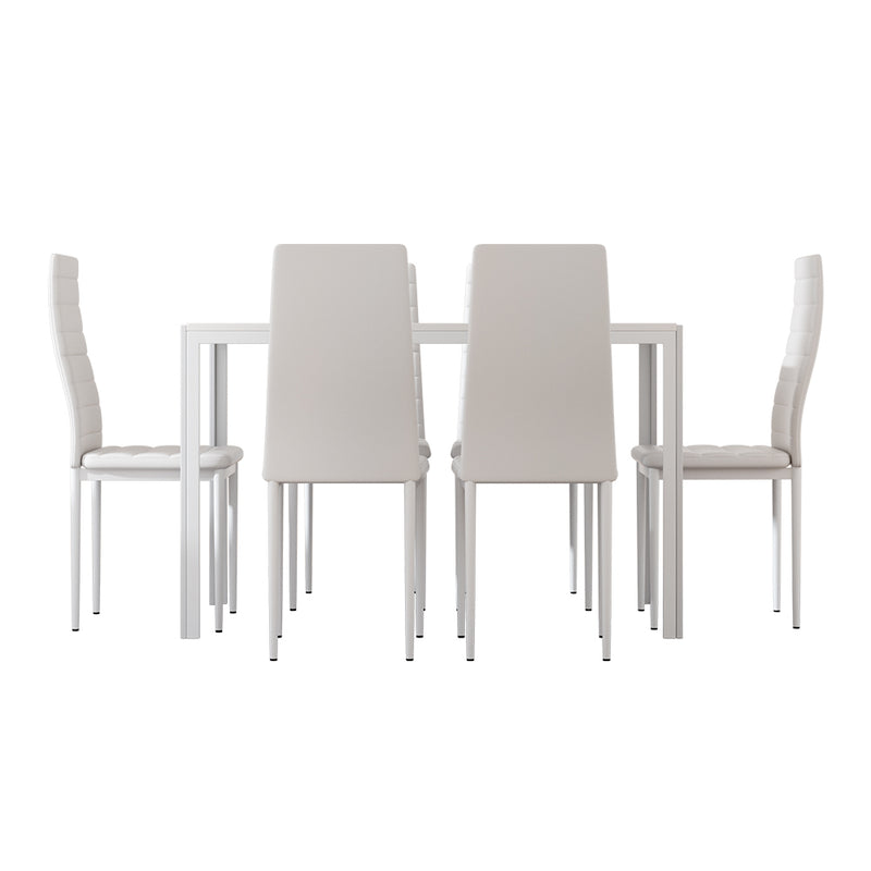 6 x Dining Chairs & Table Set – White