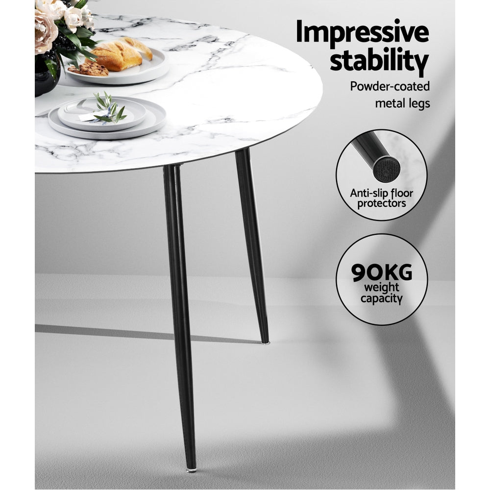Carrara Round Dining Table – White – 110 cm