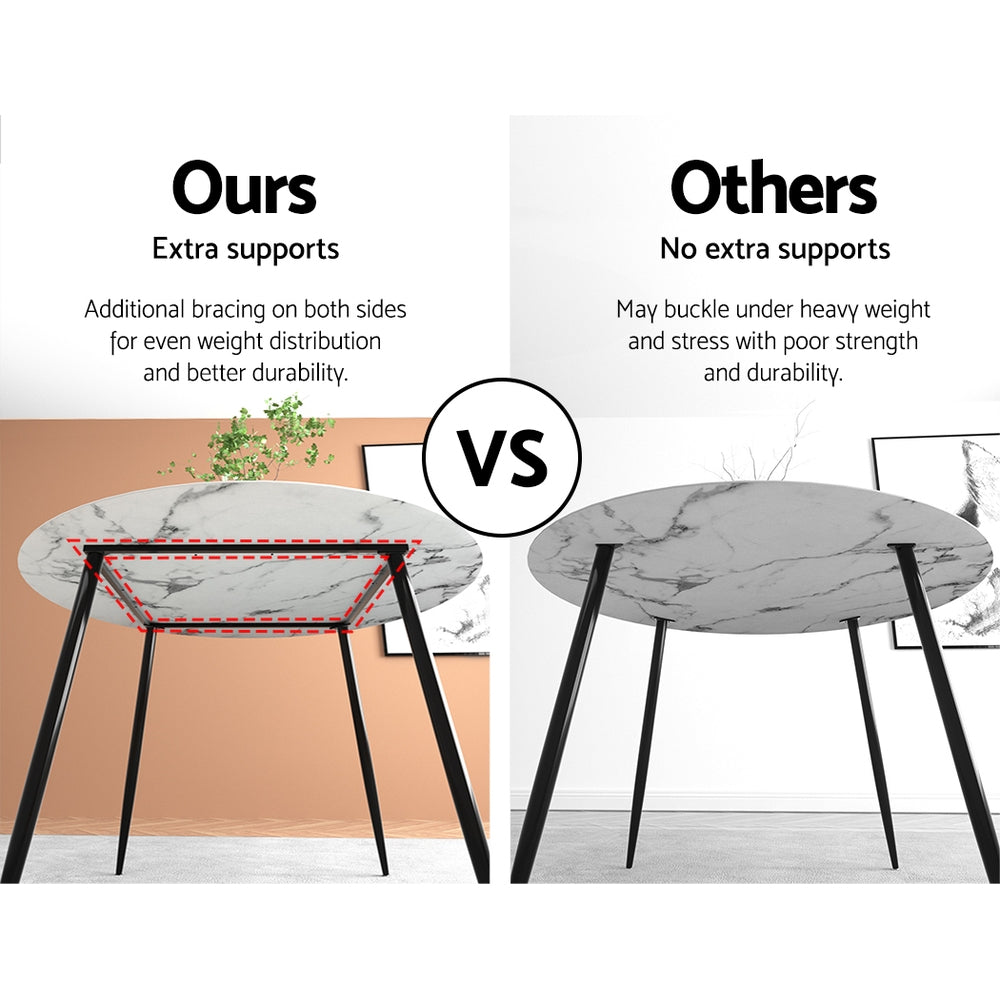 Carrara Round Dining Table – White – 110 cm