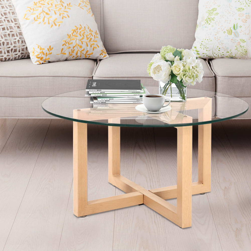 Tempered Glass Round Coffee Table - 80CM