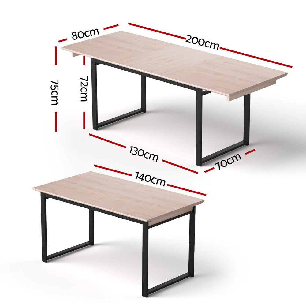 Haven Extendable Dining Table – Natural & Black – 200 cm