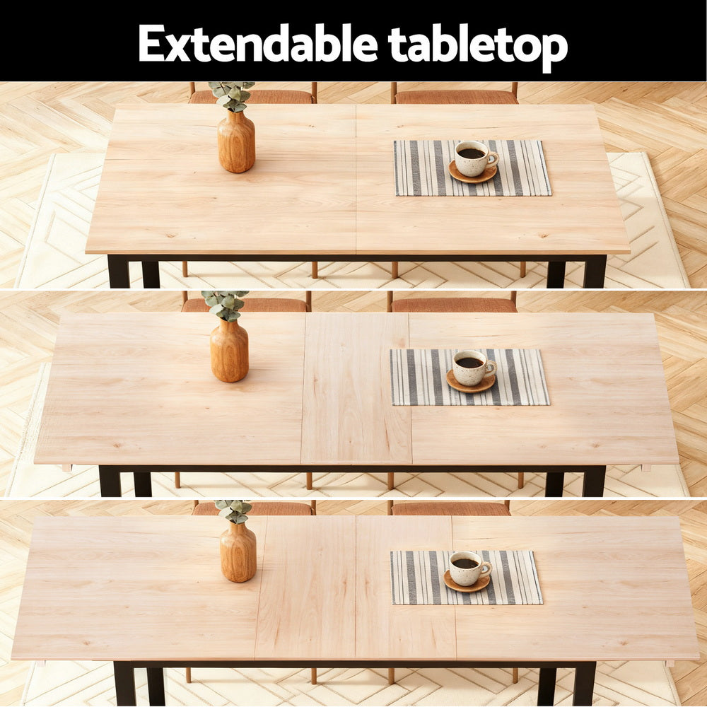 Haven Extendable Dining Table – Natural & Black – 200 cm