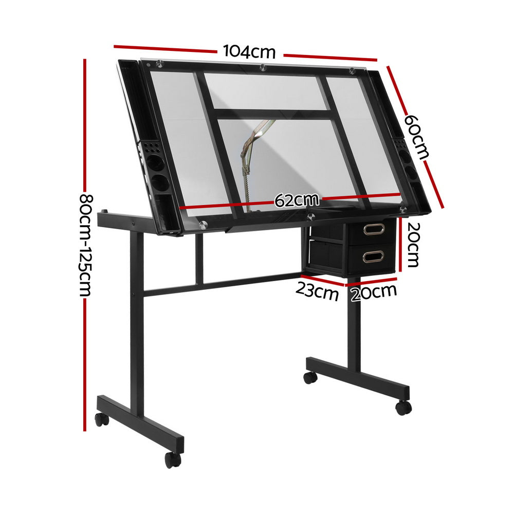 Drafton Adjustable Drawing Desk – Black & Grey – 104 cm