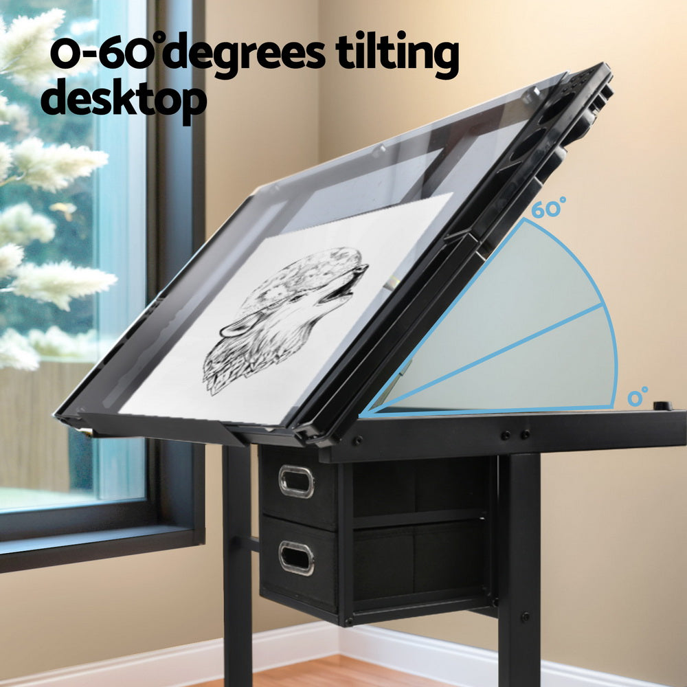 Drafton Adjustable Drawing Desk – Black & Grey – 104 cm