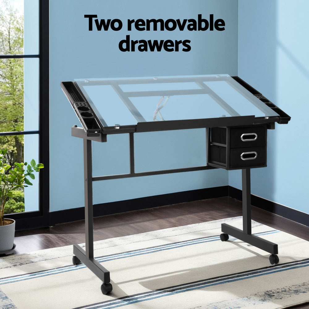 Drafton Adjustable Drawing Desk – Black & Grey – 104 cm