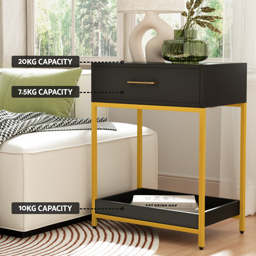 Mason Bedside Table – Black – Standard