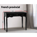 Hamptons Style Console Table with 3 Drawers - Black