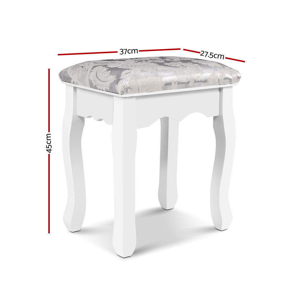 Vivian Velvet Dressing Stool – White – Standard