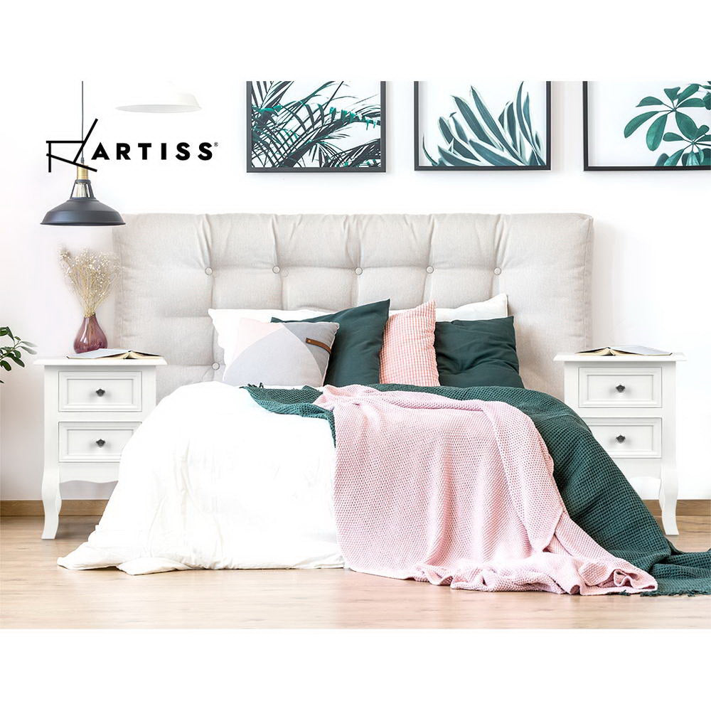 Bisset Bedside Table – White – 2 Drawer