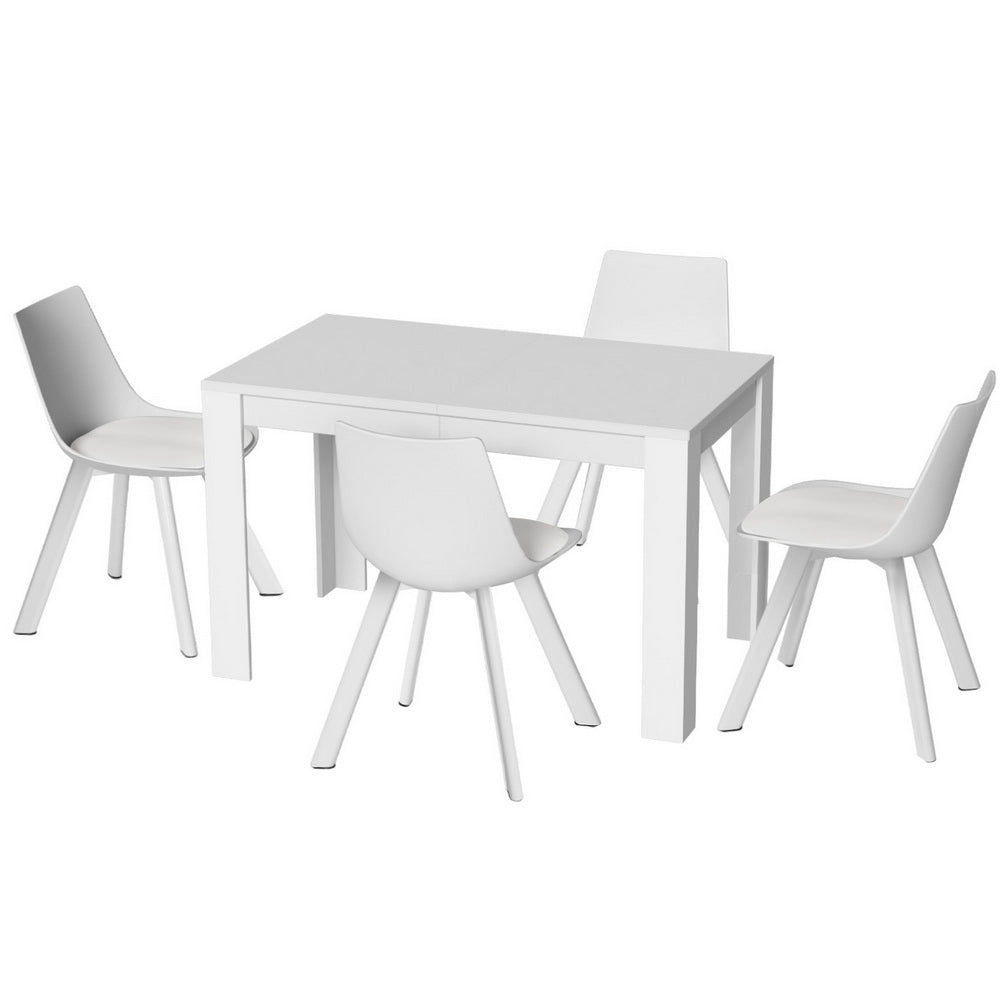 Linden 1 Dining Table and 4 Chairs Set Rectangle White