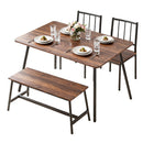 Dining Table and Chairs Set of 4 Bench Kitchen Furniture Rustic Brown