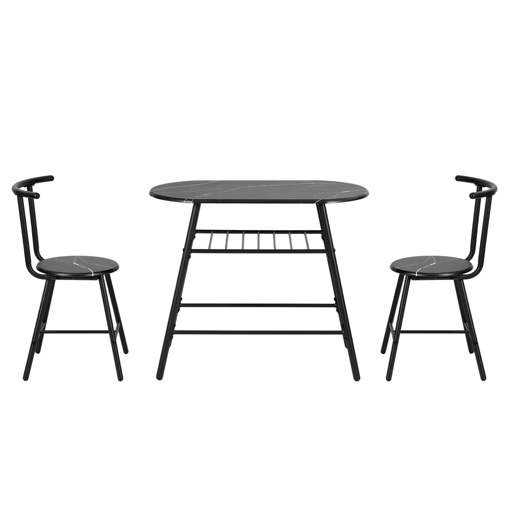 Capri Bistro Set with Wine Storage – Black – Set of 3