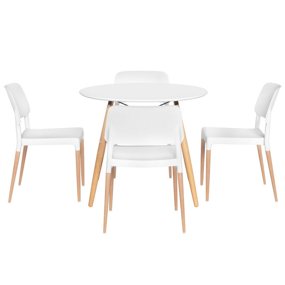 Haven Round Dining Set – White – 4 Seats