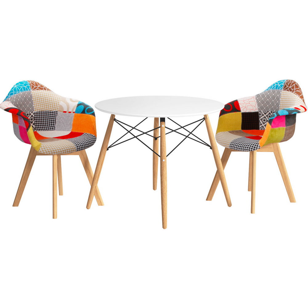 Nova 1 Dining Table and 2 Chairs Set DSW 90cm