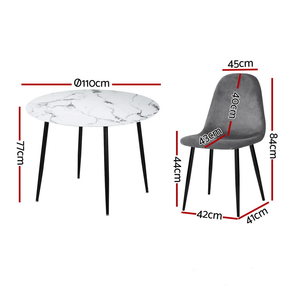 Rowan Dining Table & Chair Set – Grey – 5 Piece